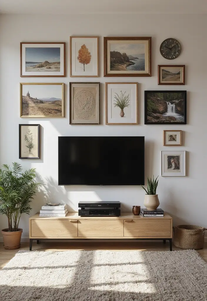 25+ TV Wall Ideas That Make a Stunning Focal Point 60 25+ TV Wall Ideas That Make a Stunning Focal Point - 10. Wall Art Mosaic