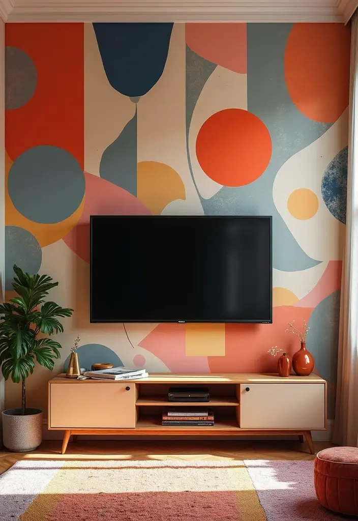25+ TV Wall Ideas That Make a Stunning Focal Point 79 25+ TV Wall Ideas That Make a Stunning Focal Point - 13. Bold Wallpaper Designs