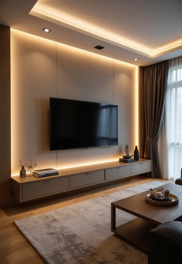 25+ TV Wall Ideas That Make a Stunning Focal Point 86 25+ TV Wall Ideas That Make a Stunning Focal Point - 14. Integrated Lighting