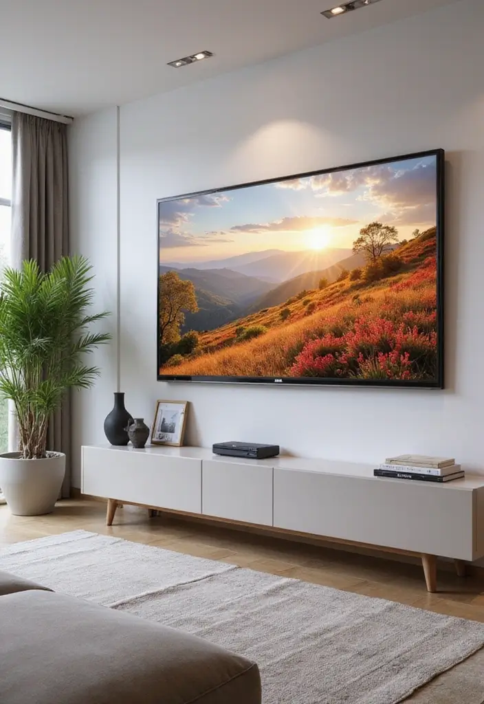25+ TV Wall Ideas That Make a Stunning Focal Point 93 25+ TV Wall Ideas That Make a Stunning Focal Point - 15. Minimalist Frame TV