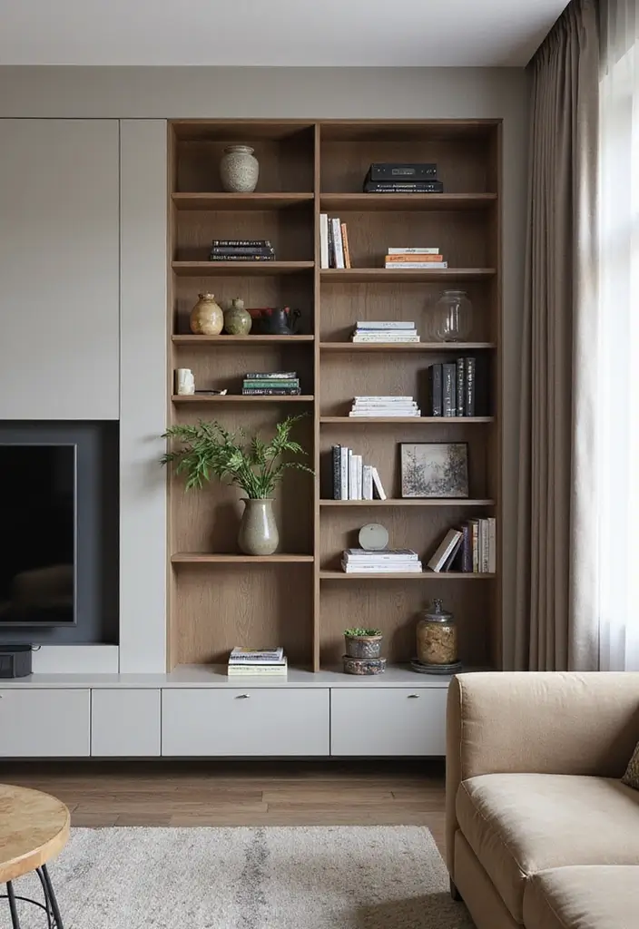 25+ TV Wall Ideas That Make a Stunning Focal Point 112 25+ TV Wall Ideas That Make a Stunning Focal Point - 18. Vertical Media Storage