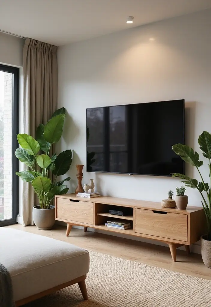 25+ TV Wall Ideas That Make a Stunning Focal Point 126 25+ TV Wall Ideas That Make a Stunning Focal Point - 20. Nature-Inspired Elements