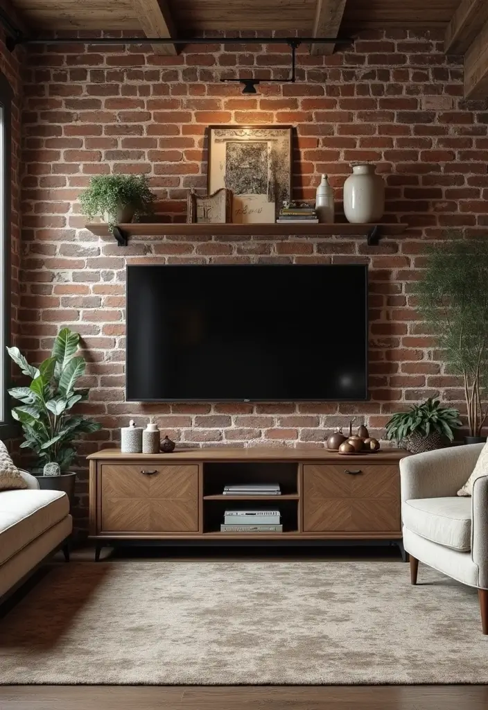 25+ TV Wall Ideas That Make a Stunning Focal Point 41 25+ TV Wall Ideas That Make a Stunning Focal Point - 7. Industrial Chic