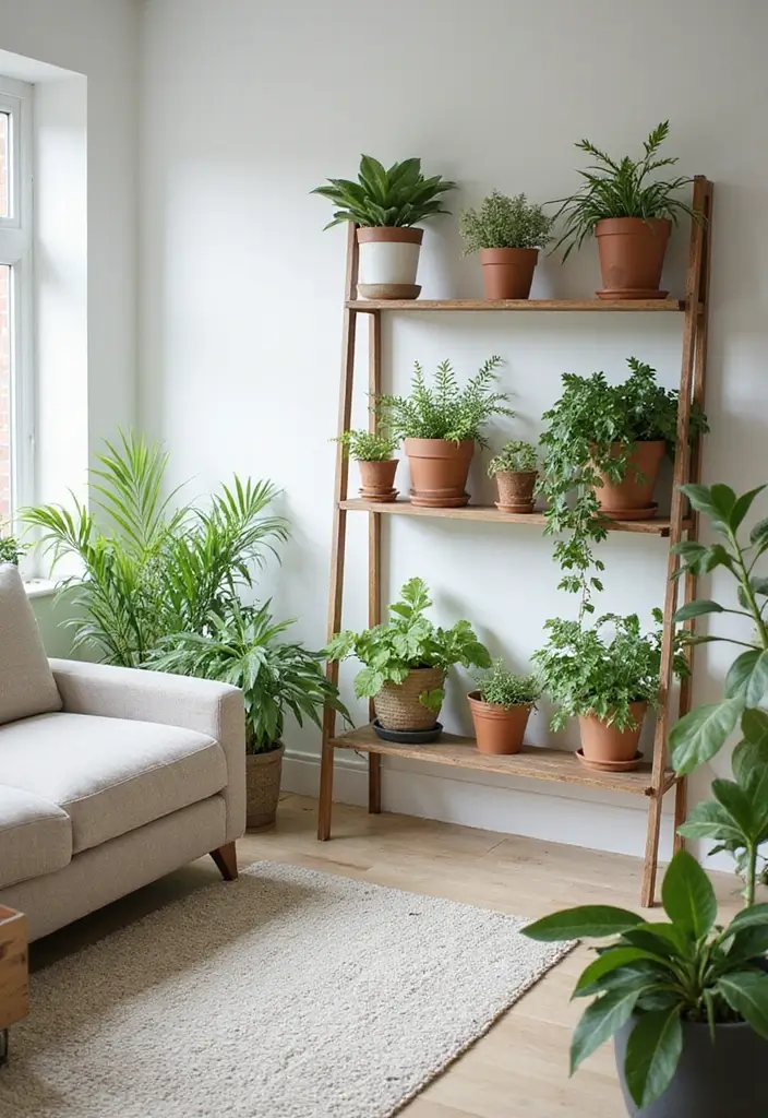 25+ Wall Ideas for Living Rooms That Transform Your Space - 16. Plant Shelves