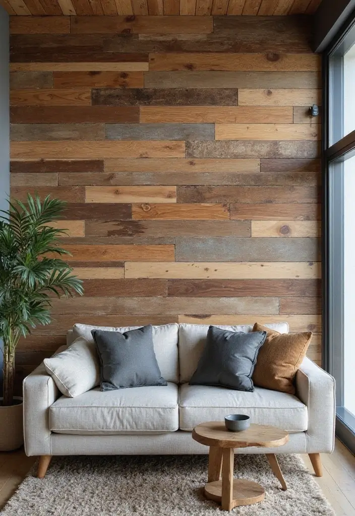 25+ Wall Ideas for Living Rooms That Transform Your Space - 2. Reclaimed Wood Feature Wall