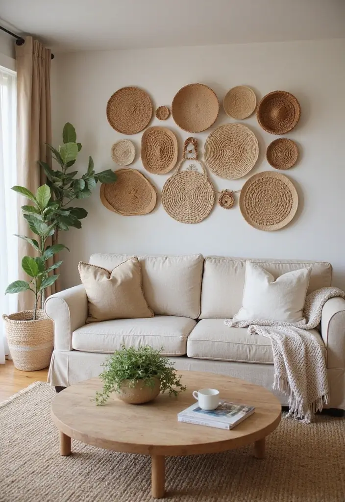 25+ Wall Ideas for Living Rooms That Transform Your Space - 22. Woven Wall Art