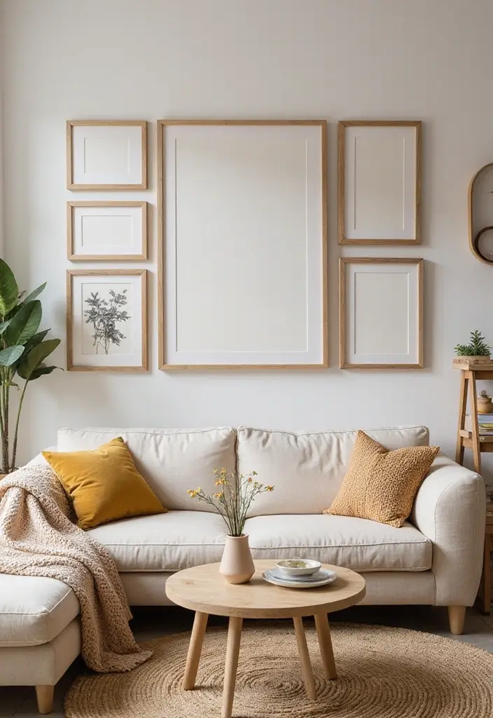 25+ Wall Ideas for Living Rooms That Transform Your Space - 9. Photo Wall with Eco-Friendly Frames