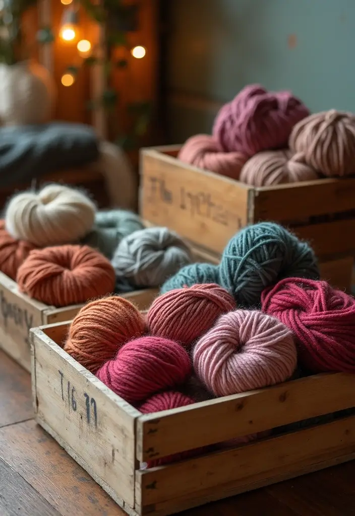 25+ Yarn Storage Ideas for Knitters and Crafters - 1. Repurposed Wooden Crates
