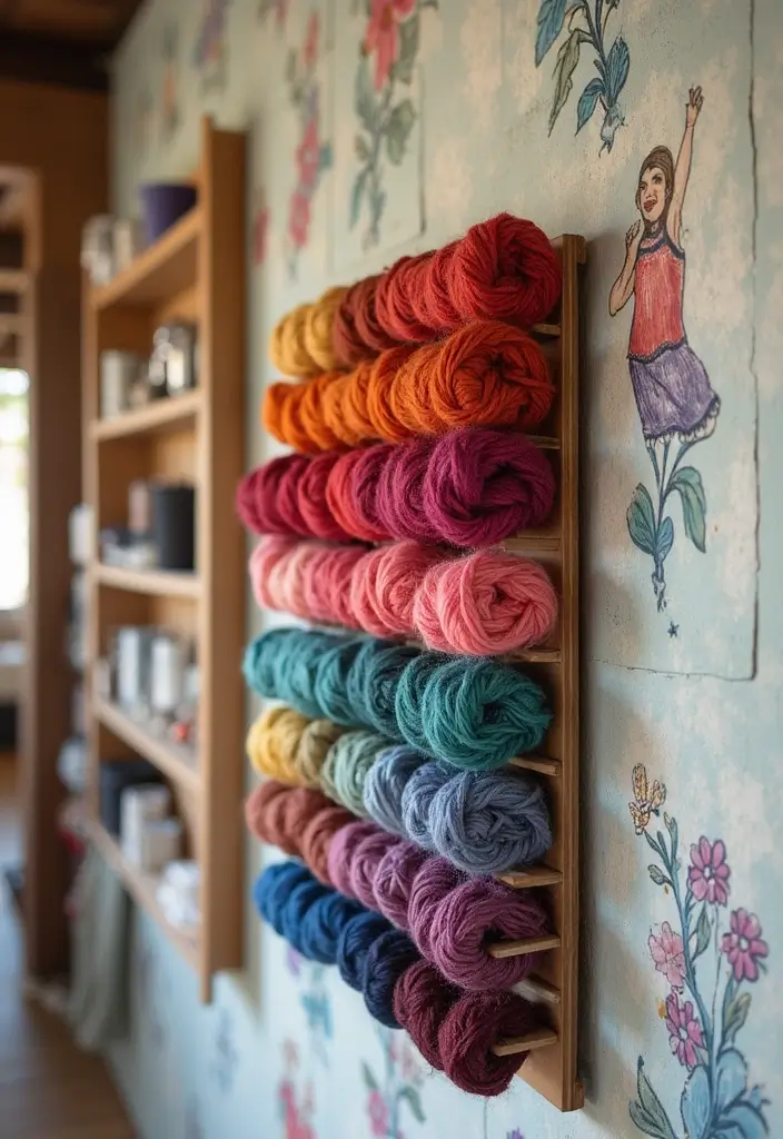 25+ Yarn Storage Ideas for Knitters and Crafters - 13. Wall-Mounted Yarn Dispenser