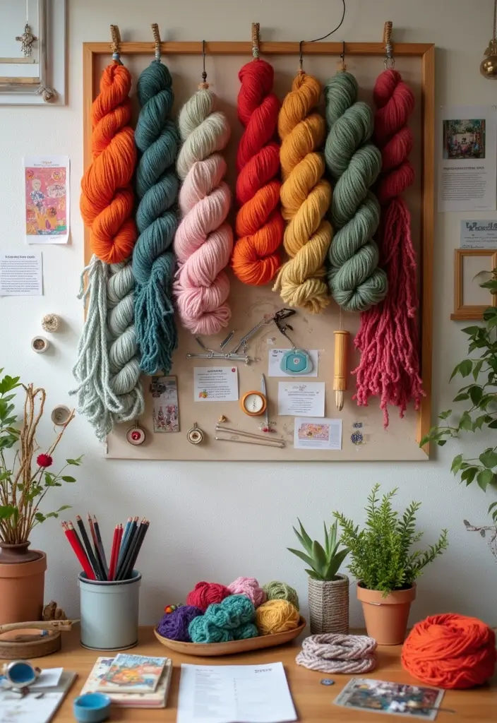 25+ Yarn Storage Ideas for Knitters and Crafters - 21. Bulletin Board Yarn Organizer