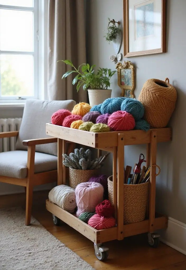 25+ Yarn Storage Ideas for Knitters and Crafters - 23. Mobile Yarn Cart