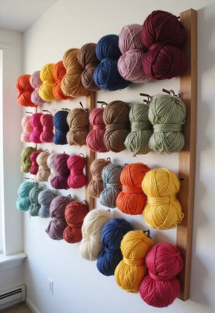 25+ Yarn Storage Ideas for Knitters and Crafters - 25. Yarn Storage with Hooks