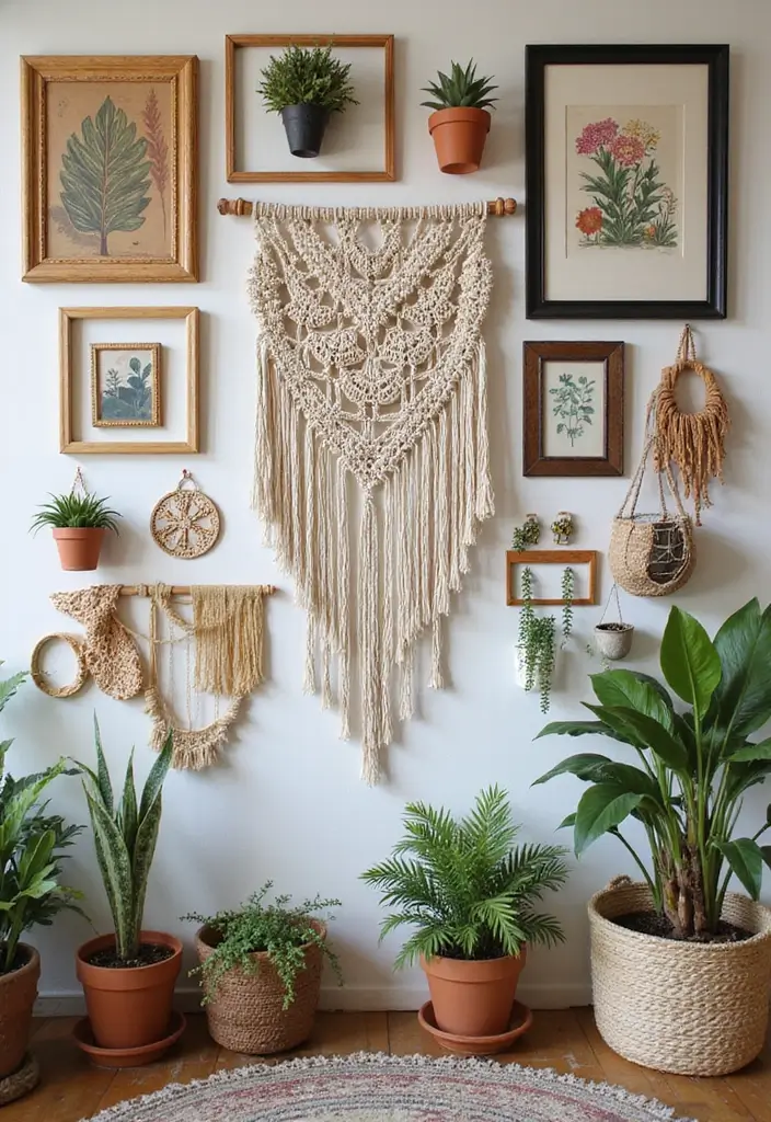 30 Aesthetic Picture Wall Ideas That Are Pinterest-Worthy - 1. Bohemian Eclectic Mix