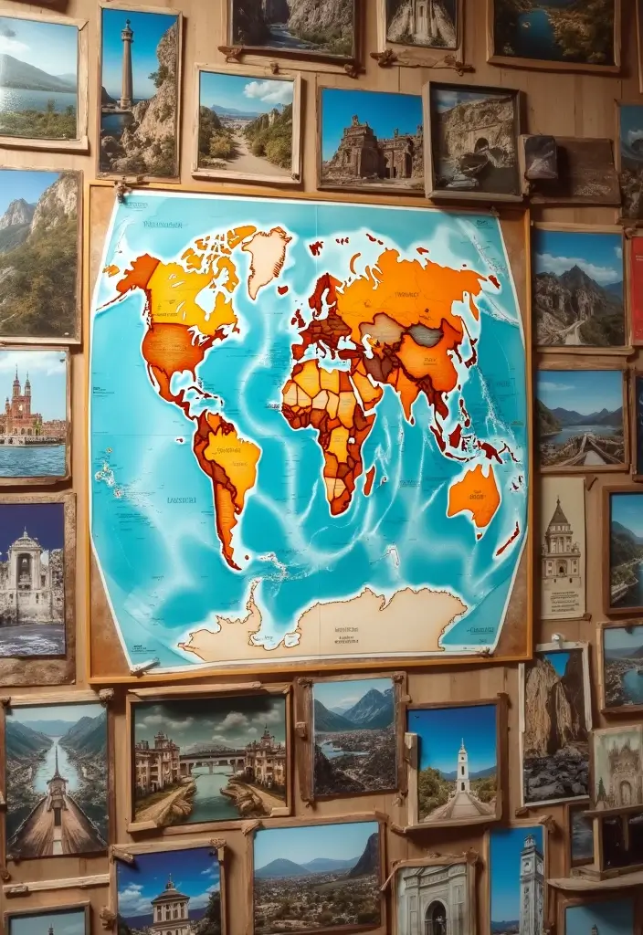 30 Aesthetic Picture Wall Ideas That Are Pinterest-Worthy - 10. Travel Memories Wall