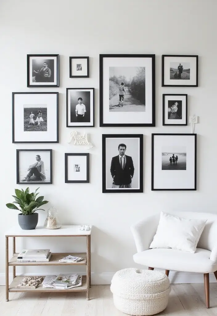 30 Aesthetic Picture Wall Ideas That Are Pinterest-Worthy - 11. Black and White Chic