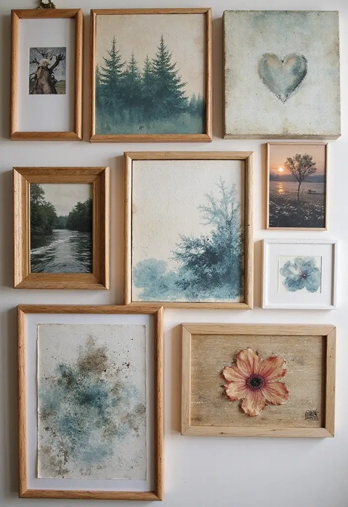 30 Aesthetic Picture Wall Ideas That Are Pinterest-Worthy - 26. Artistic Layering