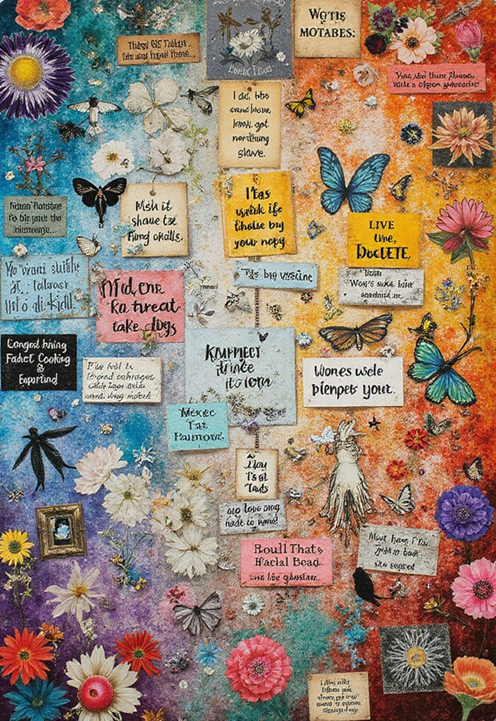 30 Aesthetic Picture Wall Ideas That Are Pinterest-Worthy - 30. Creative Collage of Quotes