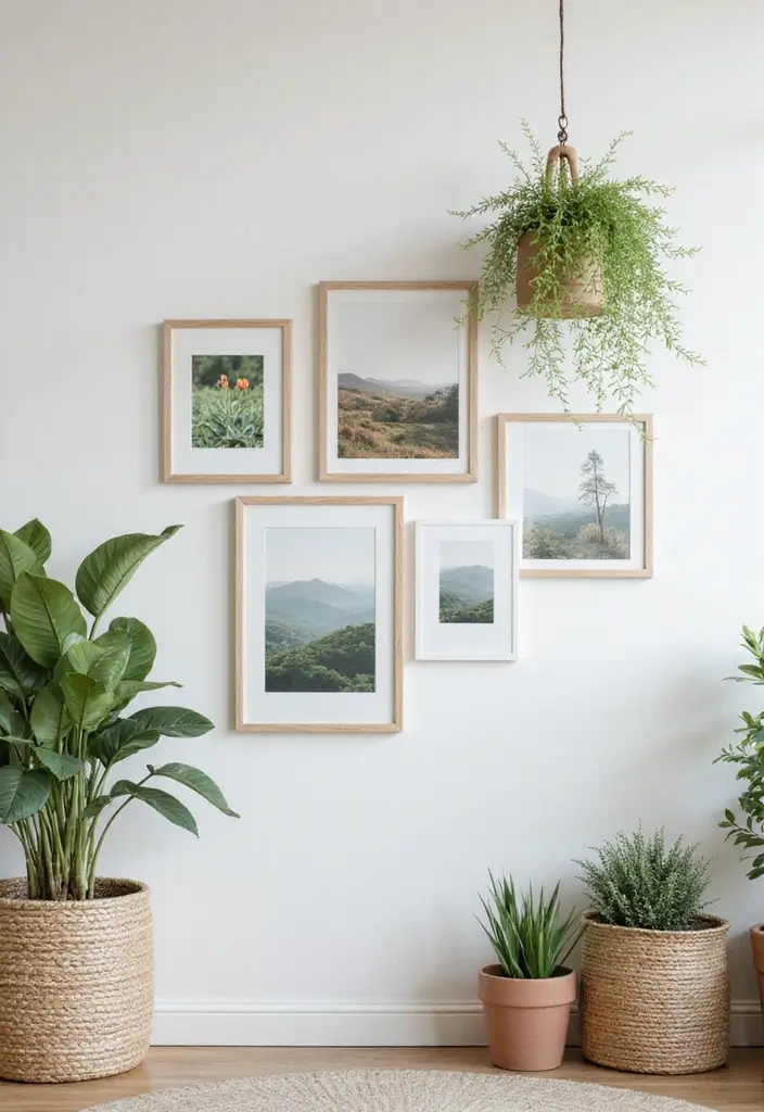 30 Aesthetic Picture Wall Ideas That Are Pinterest-Worthy - 4. Nature-Inspired Display