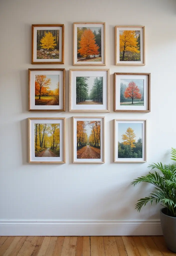 30 Aesthetic Picture Wall Ideas That Are Pinterest-Worthy - 9. Seasonal Rotating Gallery