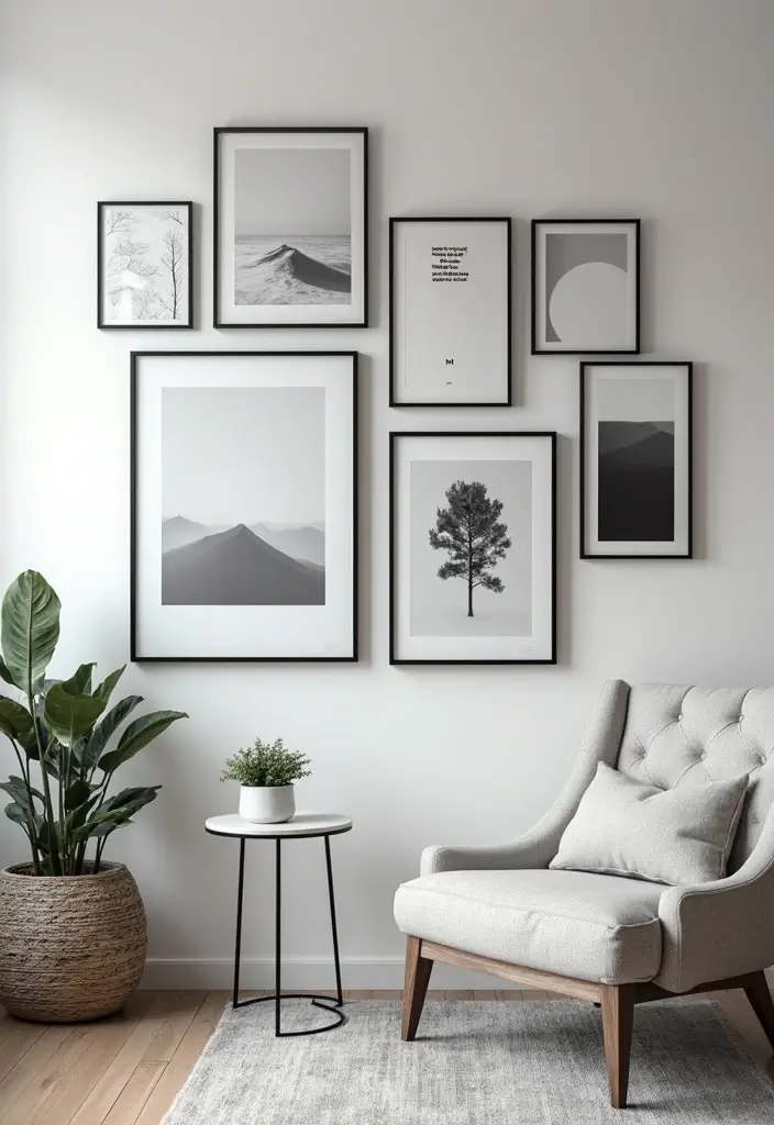 30 Aesthetic Poster Wall Ideas for Trendy Home Decor - 10. Artistic Black and White Collection