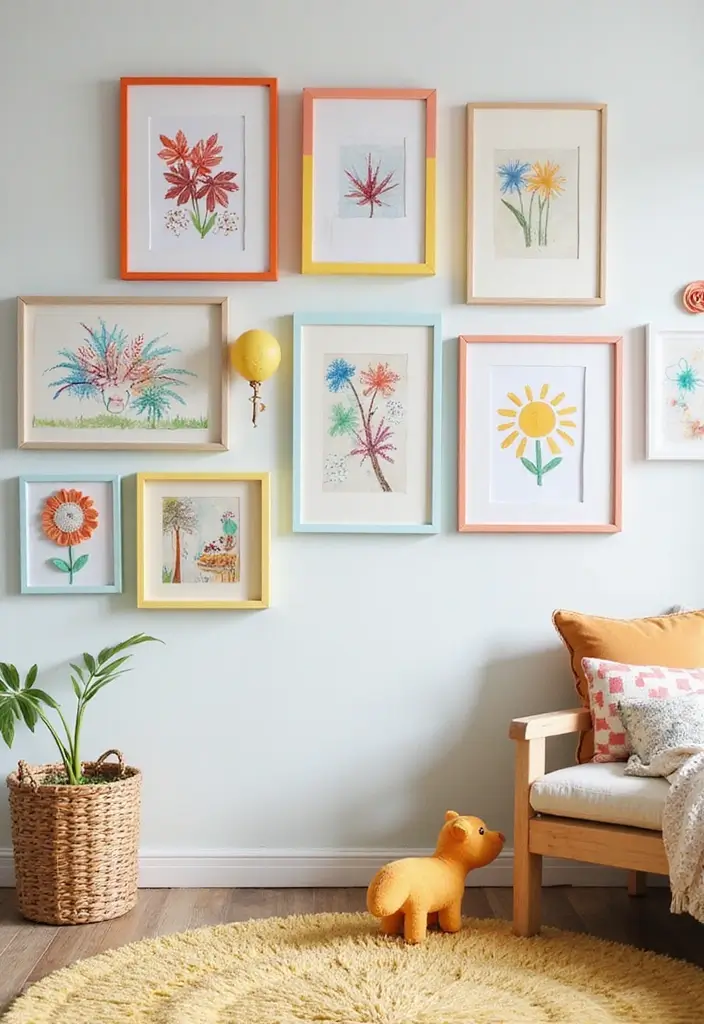 30 Aesthetic Poster Wall Ideas for Trendy Home Decor - 13. Whimsical Children’s Art Gallery