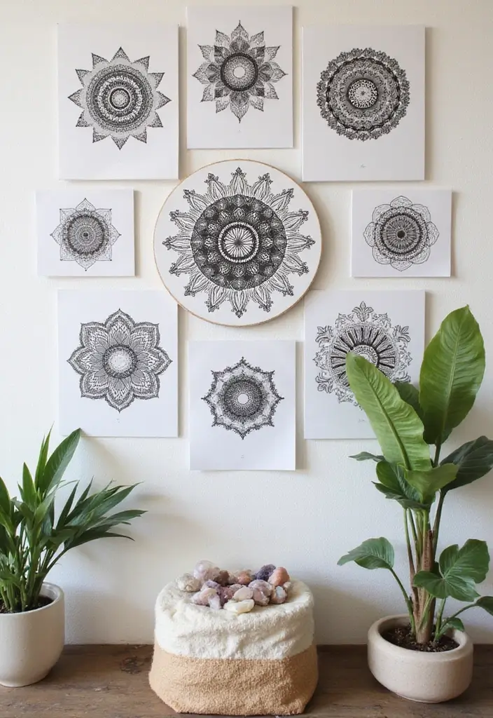 30 Aesthetic Poster Wall Ideas for Trendy Home Decor - 20. Spiritual and Mandala Art