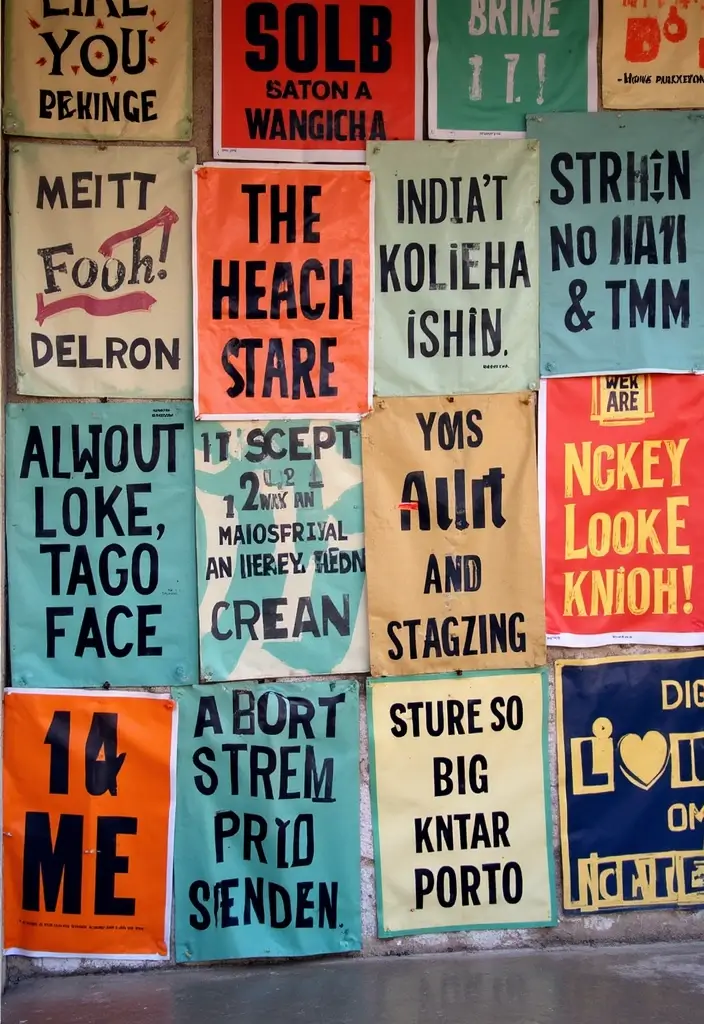 30 Aesthetic Poster Wall Ideas for Trendy Home Decor - 24. Bold Typography Statements