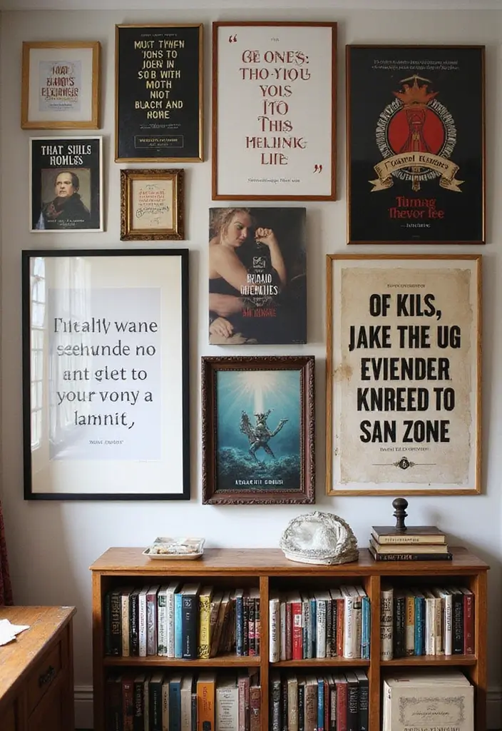 30 Aesthetic Poster Wall Ideas for Trendy Home Decor - 27. Literary Quotes with Book Covers