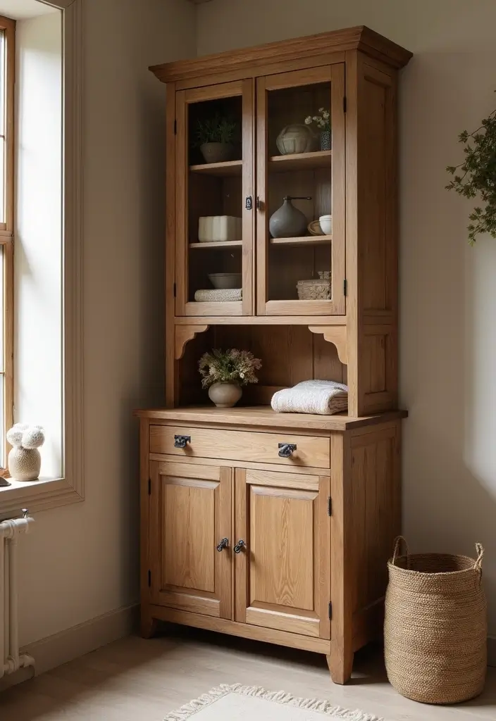 30 Bathroom Cabinet Storage Ideas for a Clutter-Free Look - 15. Rustic Wooden Cabinets