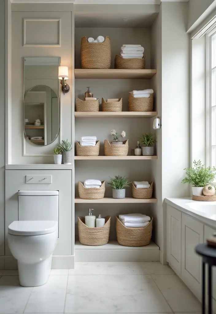 30 Bathroom Cabinet Storage Ideas for a Clutter-Free Look - 19. Stackable Storage Solutions