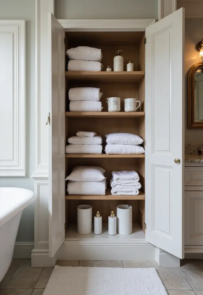 30 Bathroom Cabinet Storage Ideas for a Clutter-Free Look - 2. Sleek Linen Cabinets