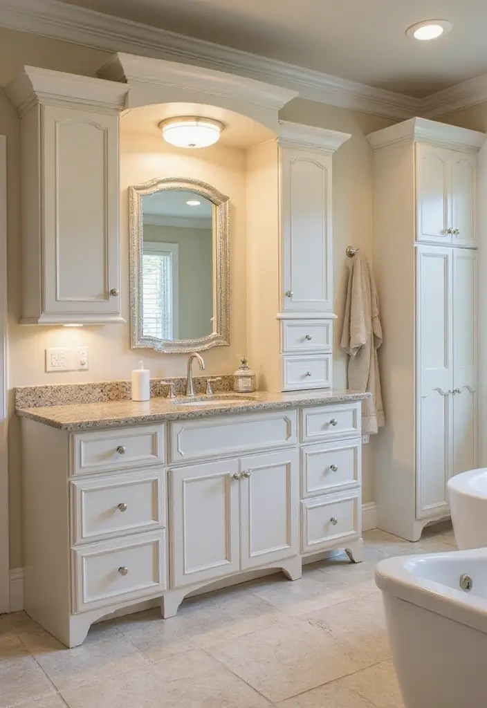 30 Bathroom Cabinet Storage Ideas for a Clutter-Free Look - 22. Custom Built-Ins