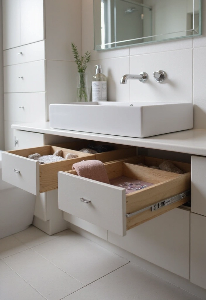 30 Bathroom Cabinet Storage Ideas for a Clutter-Free Look - 23. Under-Cabinet Drawers