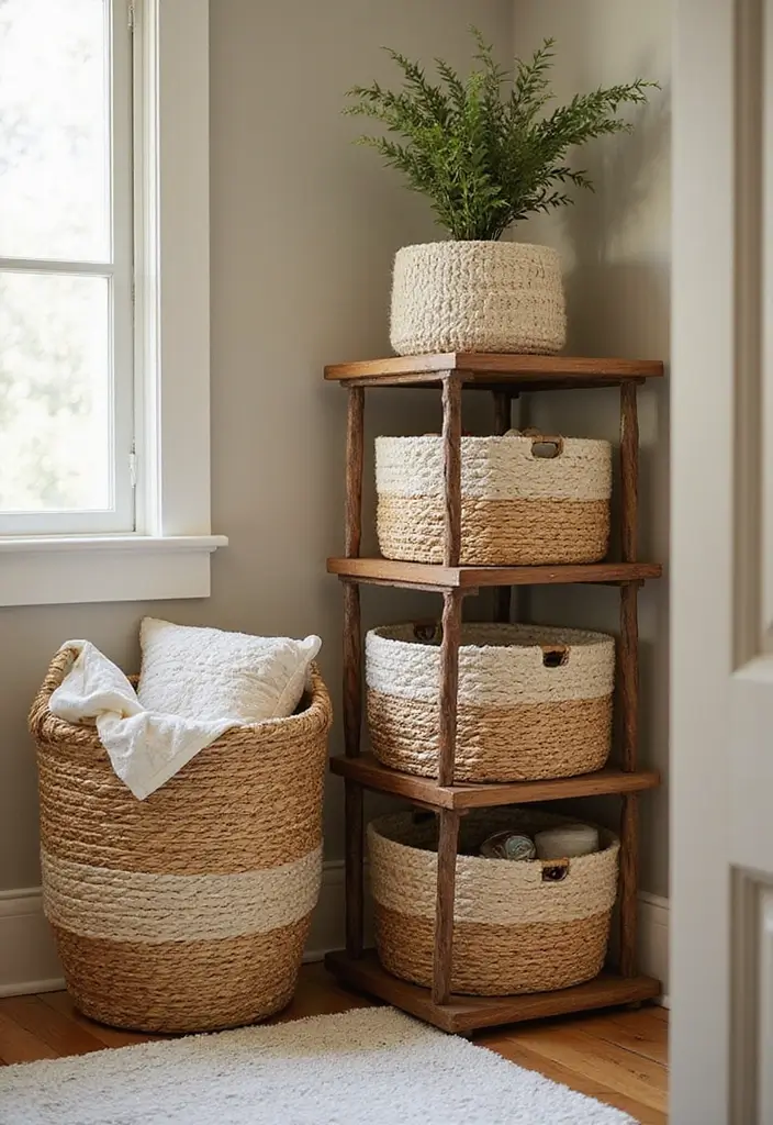 30 Bathroom Cabinet Storage Ideas for a Clutter-Free Look - 25. Decorative Baskets