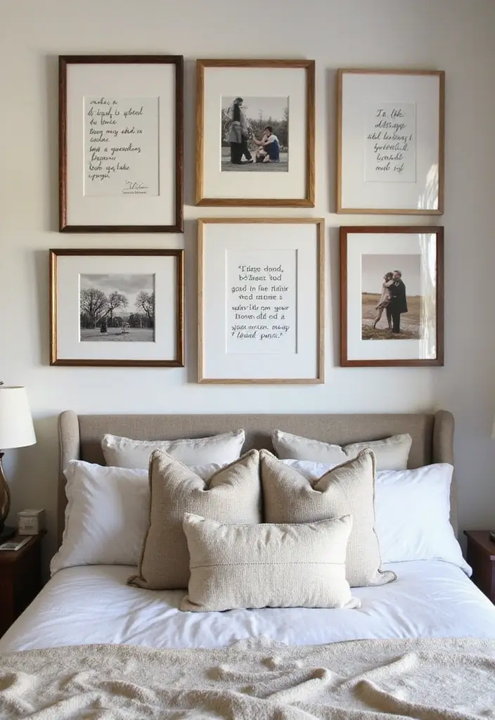 30 Bedroom Picture Wall Ideas for a Cozy Dreamy Vibe - 13. Inspirational Quotes
