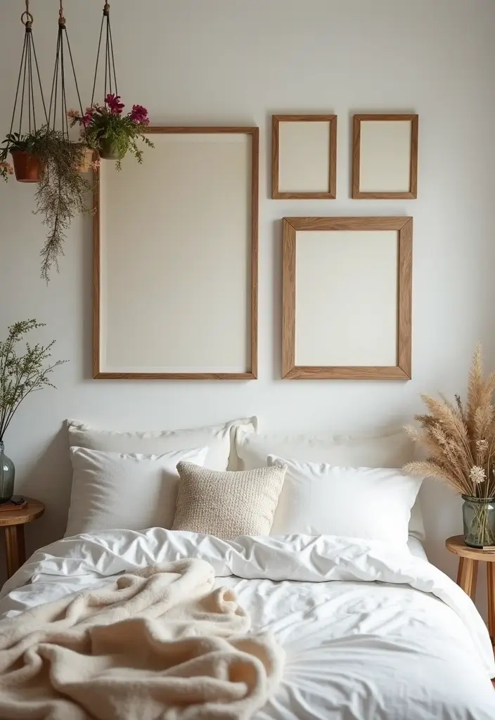 30 Bedroom Picture Wall Ideas for a Cozy Dreamy Vibe - 2. Natural Elements