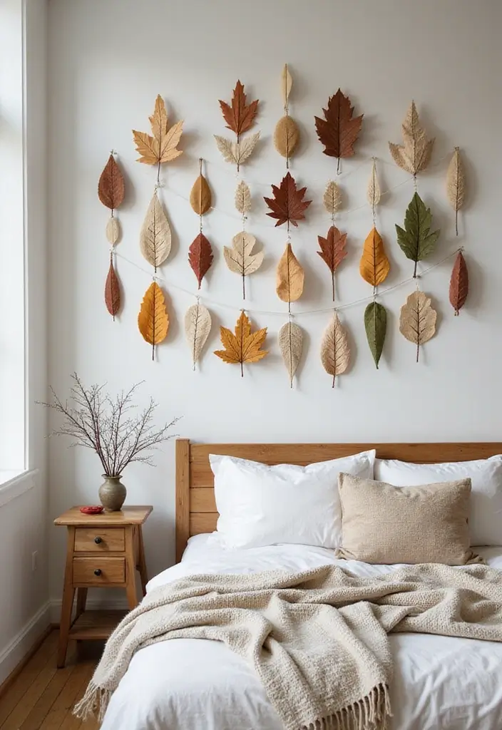 30 Bedroom Picture Wall Ideas for a Cozy Dreamy Vibe - 20. Seasonal Crafts