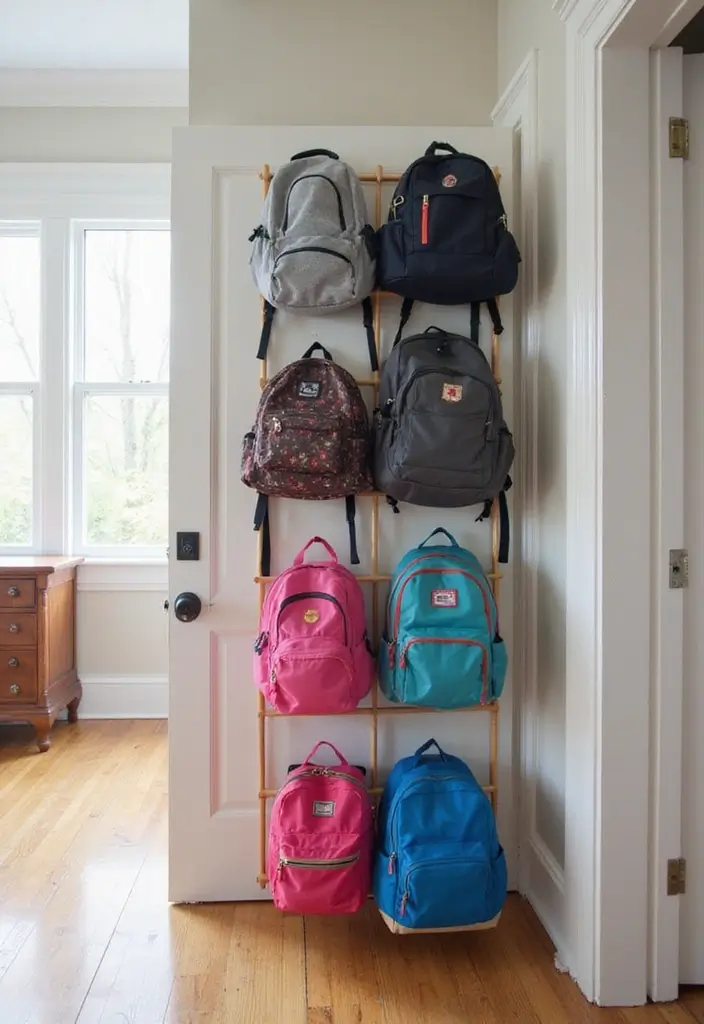 30 Behind-the-Door Storage Ideas to Save Hidden Space - 16. Bag and Backpack Organizer