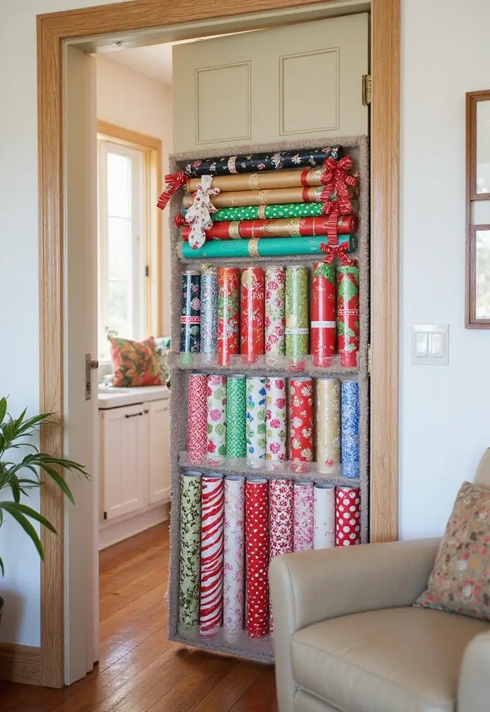 30 Behind-the-Door Storage Ideas to Save Hidden Space - 28. Gift Wrapping Organizer