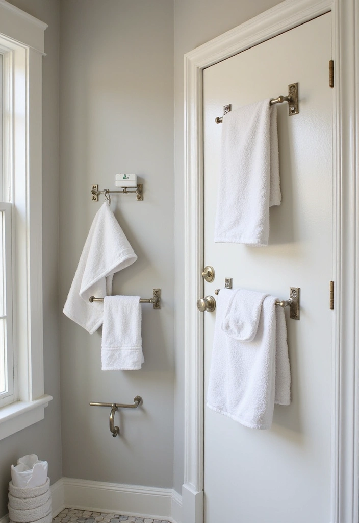 30 Behind-the-Door Storage Ideas to Save Hidden Space - 4. Bathroom Towel Rack