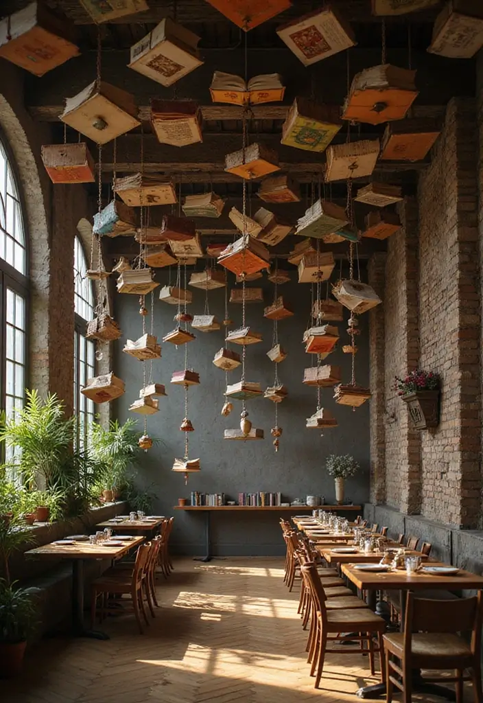 30 Book Storage Ideas Beyond the Traditional Bookshelf - 10. Ceiling-Mounted Book Displays