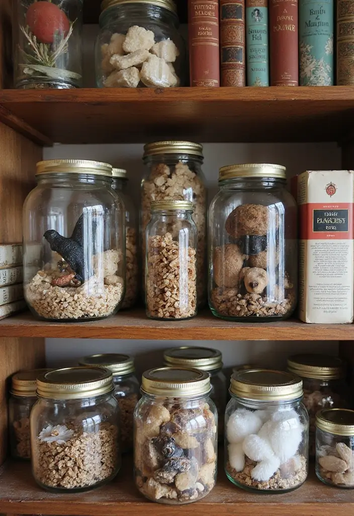 30 Book Storage Ideas Beyond the Traditional Bookshelf - 12. Glass Jars for a Quirky Display