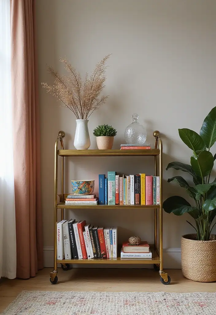 30 Book Storage Ideas Beyond the Traditional Bookshelf - 13. Book Trolley for Mobility