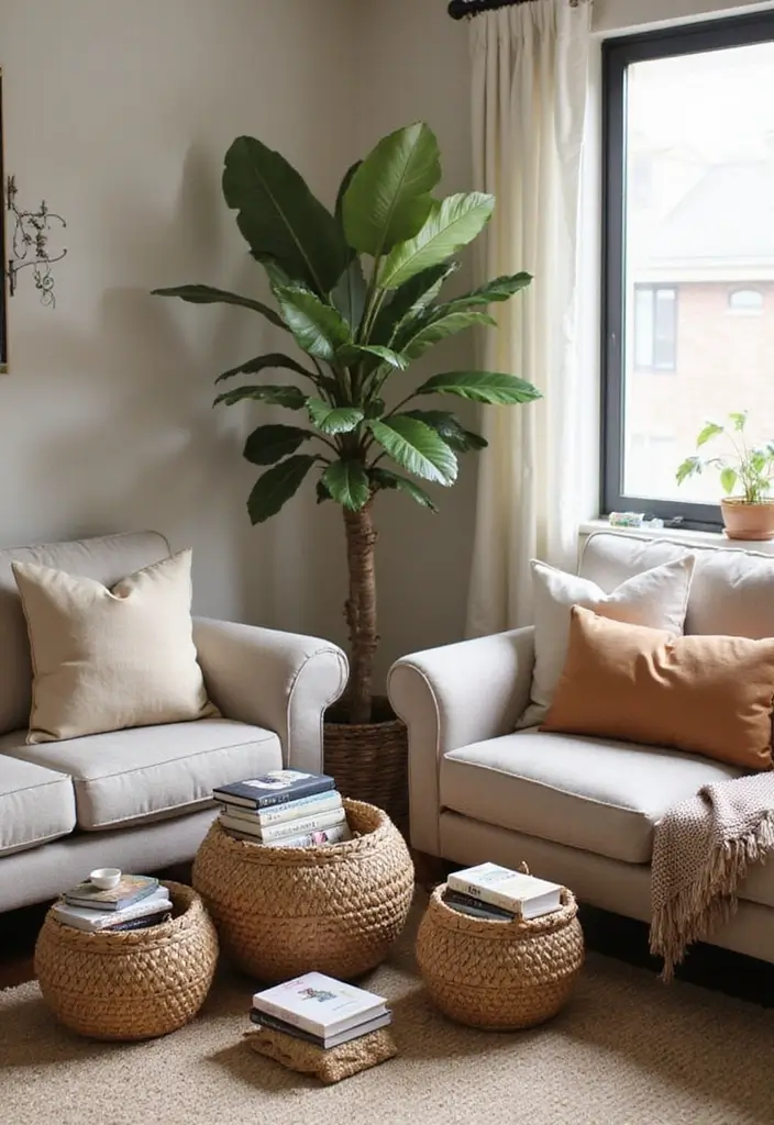 30 Book Storage Ideas Beyond the Traditional Bookshelf - 19. Stylish Book Baskets