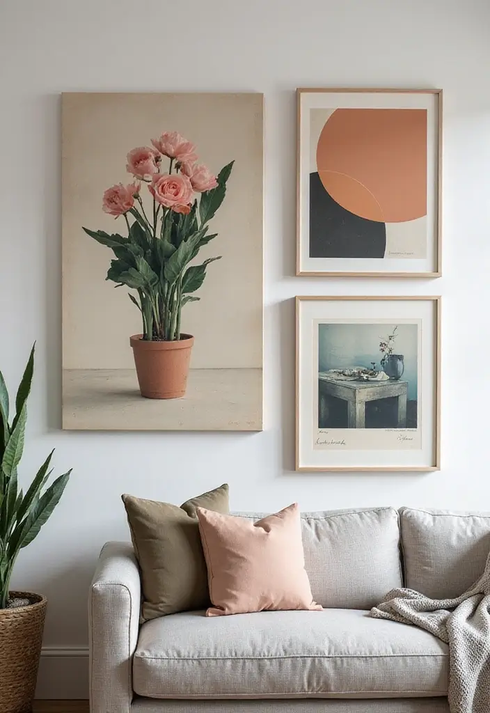 30 Canvas Photo Wall Ideas for a Chic Home Gallery - 18. Artistic Contrast