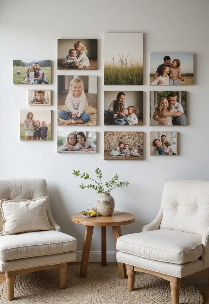 30 Canvas Photo Wall Ideas for a Chic Home Gallery - 30. Create a Memory Lane