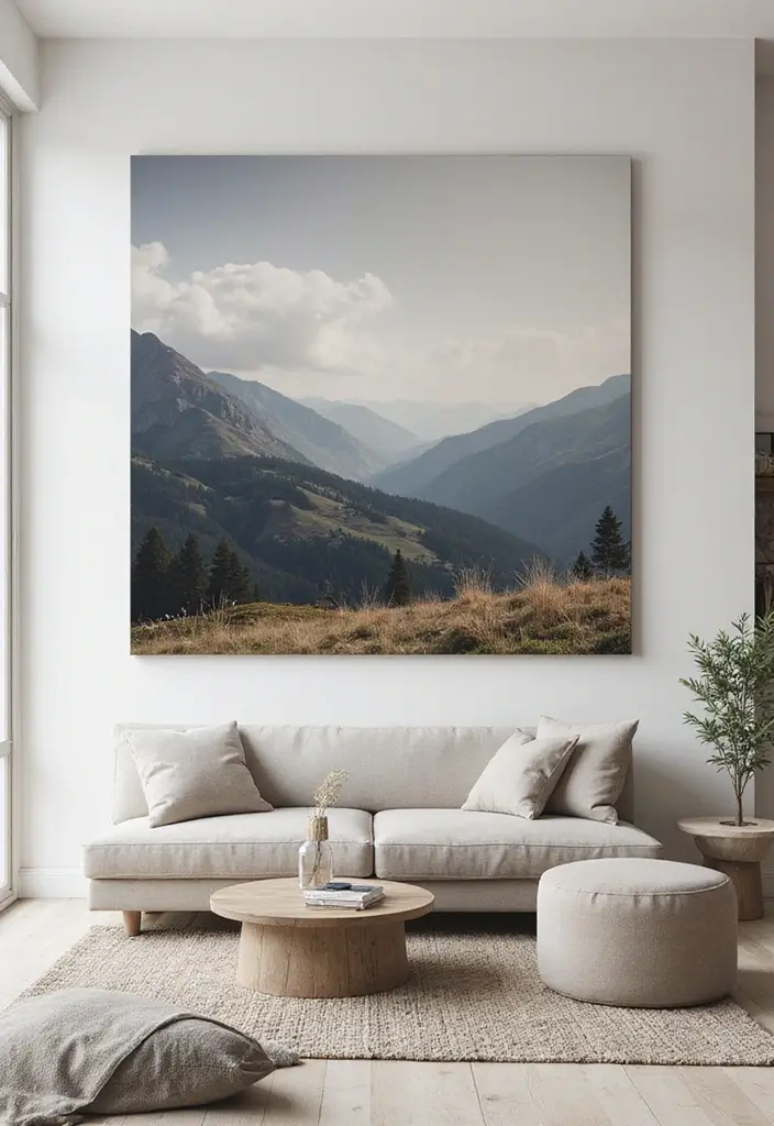 30 Canvas Photo Wall Ideas for a Chic Home Gallery - 4. Oversized Canvas Focus