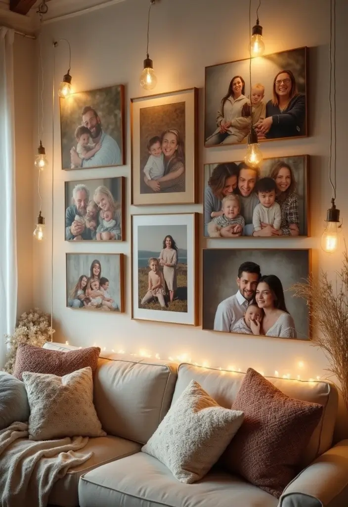 30 Canvas Photo Wall Ideas for a Chic Home Gallery - 7. Collage of Family Stories