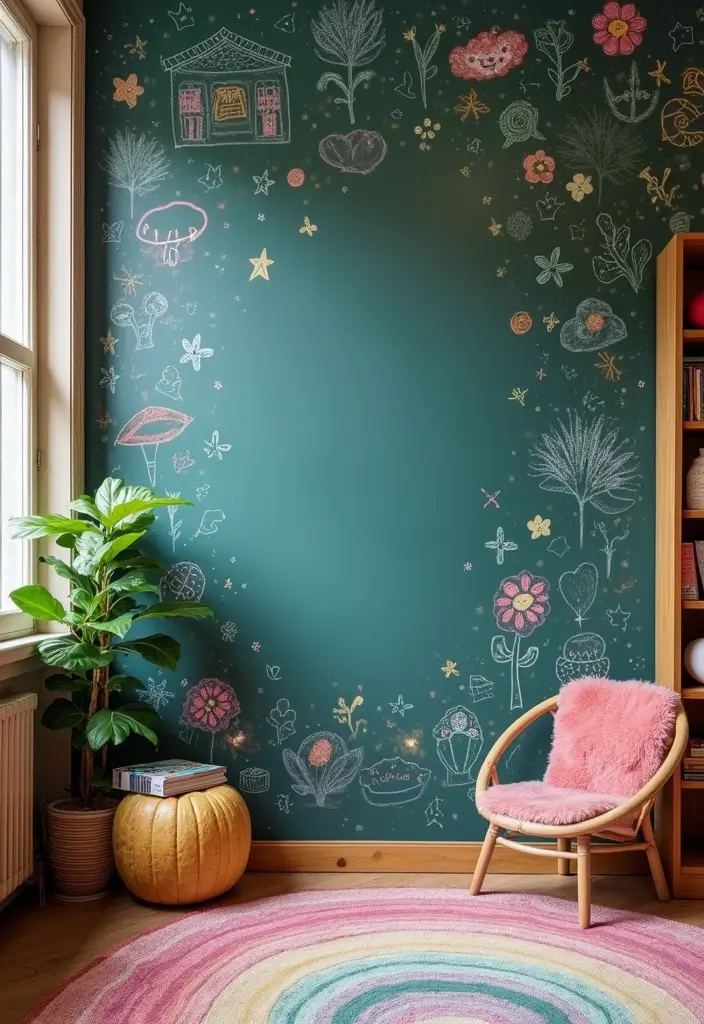 30 Chalk Wall Ideas for Creative and Interactive Decor 1. Colorful Chalkboard Paint
