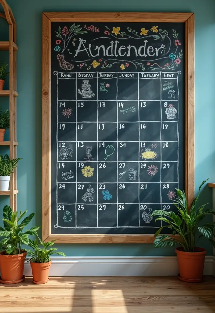 30 Chalk Wall Ideas for Creative and Interactive Decor 10. Calendar and Schedule Wall